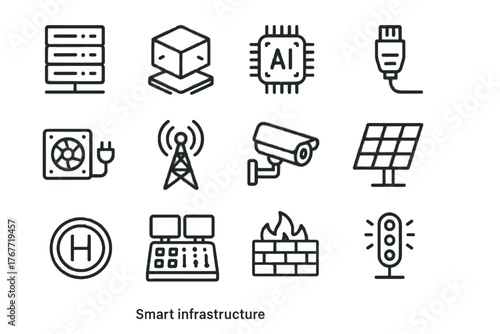 Tower smart panel infrastructure module display icons energy icon holographic camera power