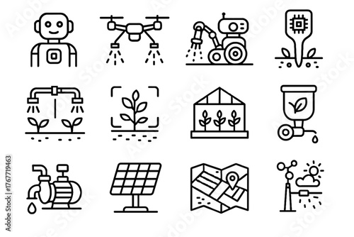 Technology icon water farm soil pump weather futuristic system vector drone robotic