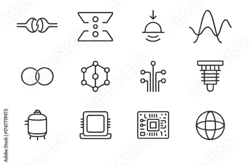 Icon wire photon sphere vector icons processor symbol futuristic qubit diagram control