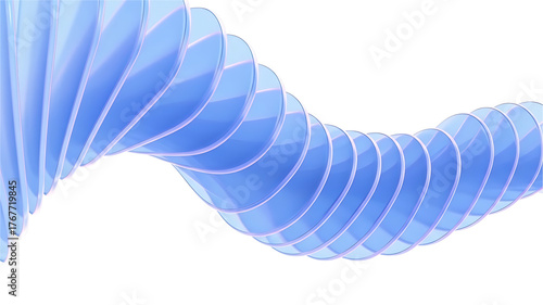 Abstract Spiraling Blue Glass or Acrylic Layers Creating a Twisted Dynamic Geometric Structure.