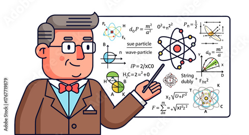 A Professor Explains Scientific Theories With Mathematical Formulas on a Blackboard