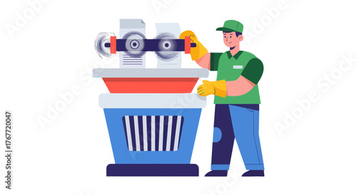 A Skilled Technician Engaged In Operating Industrial Machinery In Workplace Environment
