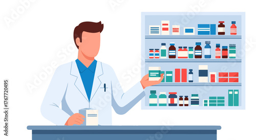 A Pharmacist Advising And Offering Pharmaceutical Products For Health And Wellness, And
