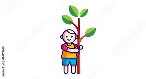 A Young Person Embracing Nature: Planting, Nurturing And Sustainable Growth