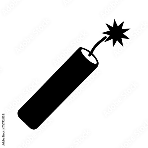 Simple dynamite stick silhouette vector clean explosive object danger concept icon illustration