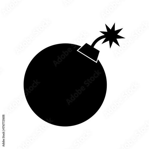 Minimal round bomb silhouette vector clean explosive object danger symbol illustration design