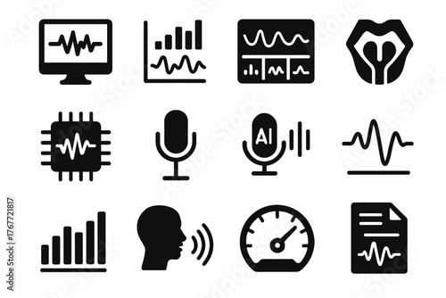 Voice diagram vector icon recognition icons input analyzer chart waveform vocal