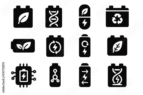 Energy battery vector organic icon icons hybrid unit chemical intelligent portable capsule