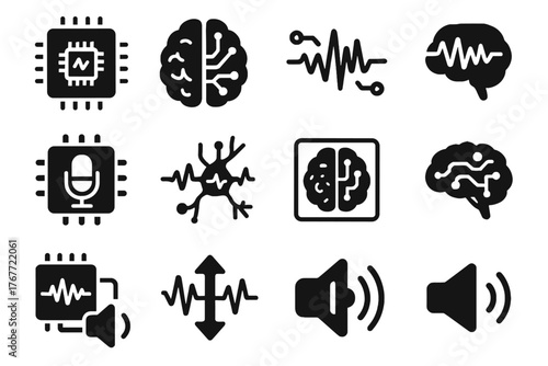 Processor speaker neural vector microphone output sound audio icon training symbol emitter