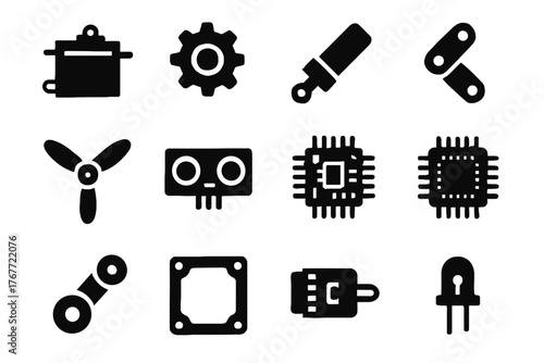 Joint motor sensor board bird hinge indicator robot components connector vector icon