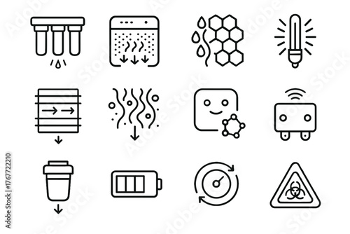 Housing icons vector smart light filtration icon air bio filter airflow water