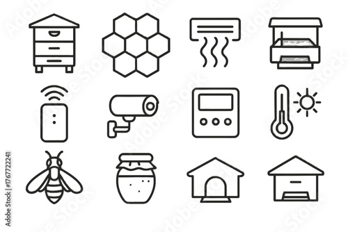Jar wireless pollen automation vent vector monitoring icons temperature hive drone icon