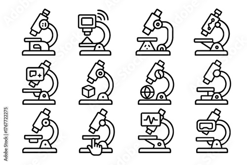 Smart vector icon analysis scientific device tool icons ai futuristic microscope scope