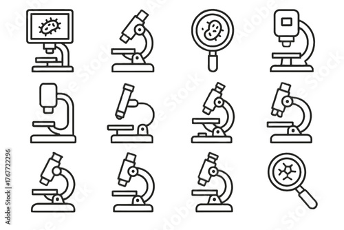 Vector microscope imaging cellular device microbe camera portable tool compound icon observation