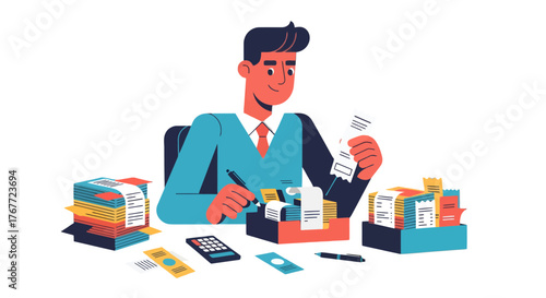 Accountant At Work Reviewing Finances And Calculating Revenue For Financial Stability Today