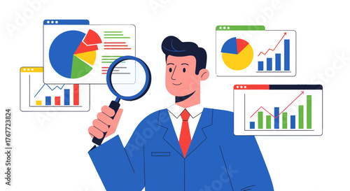 Analyst Scrutinizing Financial Metrics and Data Charts to Gain Business Insights Successfully