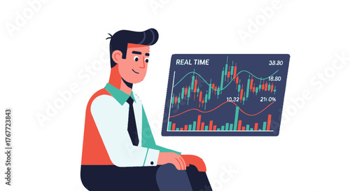 Analyst Watching Real Time Market Data to Inform Strategy Decisions Using Technology for Success