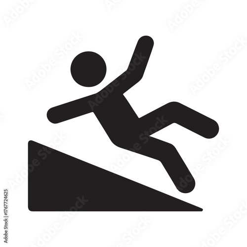 Slip or Fall Hazard Warning Sign Vector Icon