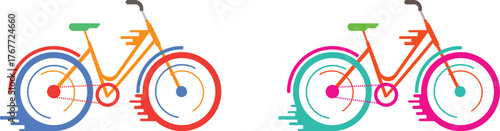 abstract red background with bicycle