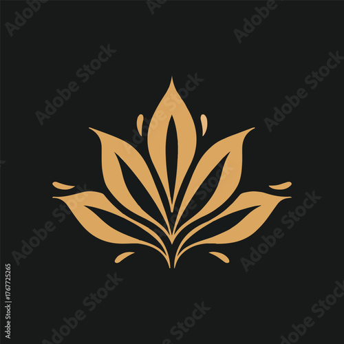 Elegant Lotus Flower Minimal Gold Luxury Logo