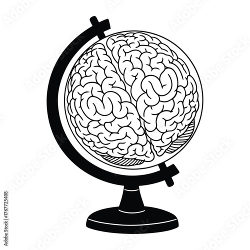 Symbolic representation of global mind, intellectual interconnectedness, and universal understanding within a classic globe