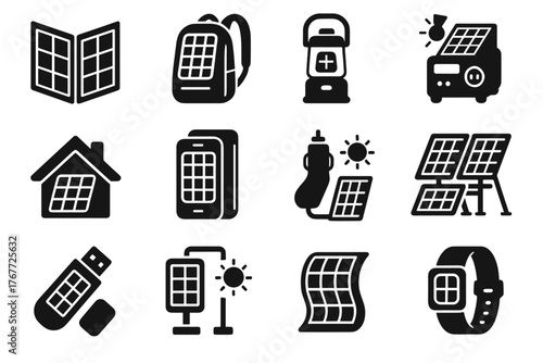 Icons icon vector solar car lantern flexible compact usb device mini charger
