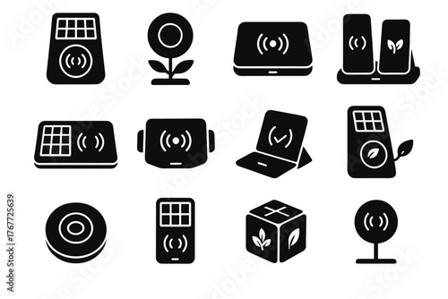 Vector charging chargers pad icon eco portable dual outdoor mat wireless