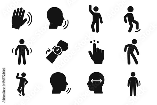 Motion vector dance icon tracking shake body lean foot sensing arm icons