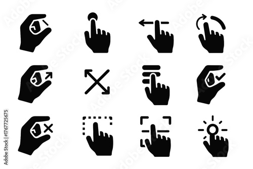 Gesture menu select ar rotate zoom icon drag vector confirm icons scan