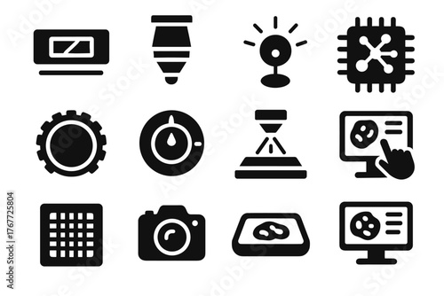 Digital vector knob magnification microscopy interface focus scanner virtual icon ai icons