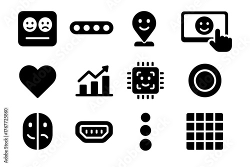 Vector expression sensor heart button icon ai data output interface mood mapping