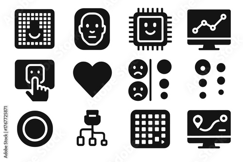 Grid mood interactive heart icon interface icons display processor emotion vector digital