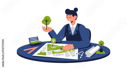 Architect Planning Parks And Green Spaces: A Modern Design Concept