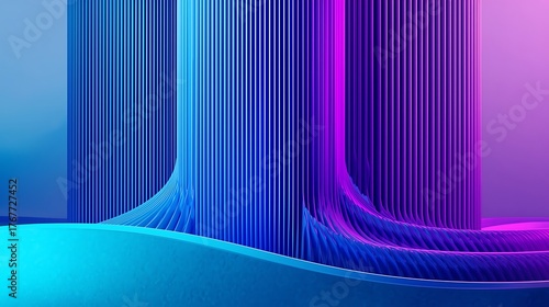 Bright vertical striped lines with a subtle blue gradient glow create a dynamic abstract light texture for a modern curtain or theater backdrop