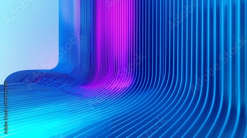 Abstract flowing blue and light green lines design with digital wave texture background