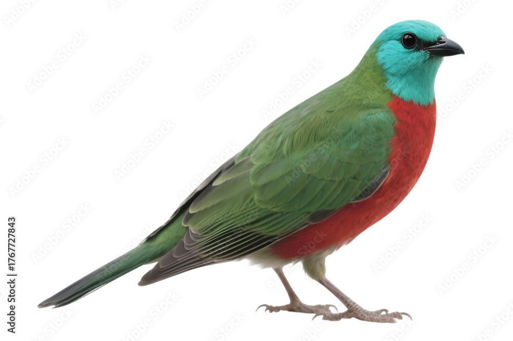 Obraz premium Vibrant bird with green, red, and turquoise plumage