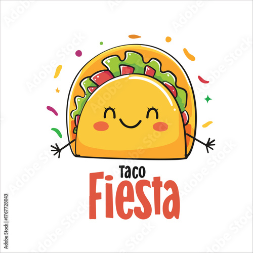  Cute Taco Character Smiling Fiesta Mexican Food Design
