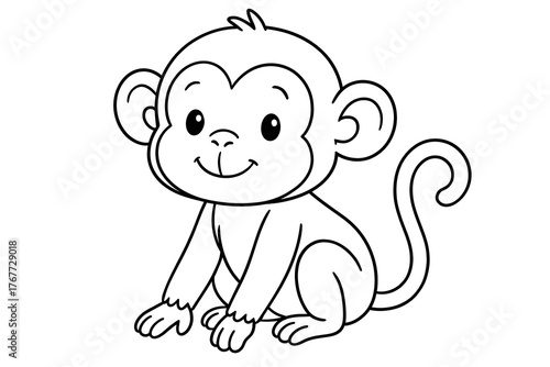 Coloring for children and adults, coloring of the animal world, monkey.