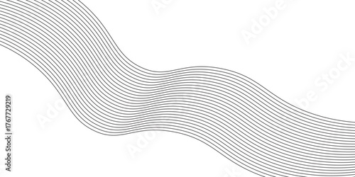 A black and white dynamic wave pattern design illustrating a three dimensional helix concept with sine curve lines