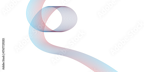 An abstract pink ribbon curve vector illustration forms a smooth wave pattern texture for a vibrant light blue technology design wallpaper backdrop