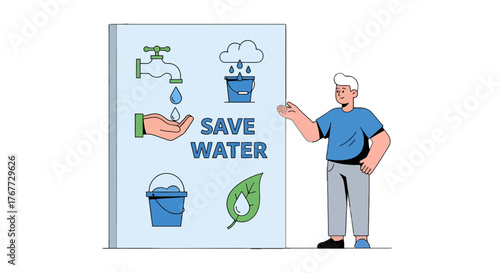 Awareness Poster About Conserving Water Resources And Saving The Environment For Humans