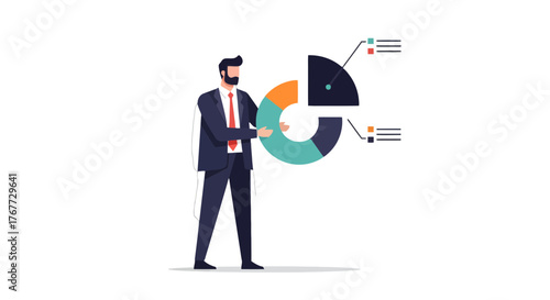 Business Analyst Presenting a Market Analysis With a Visually Appealing Pie Chart