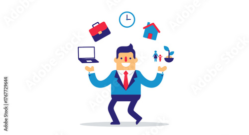 Balancing Act: A Smiling Man Juggling Aspects Of Life With Ease And Grace