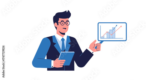 Business Analyst Presenting Financial Growth Charts For Strategic Planning Processes