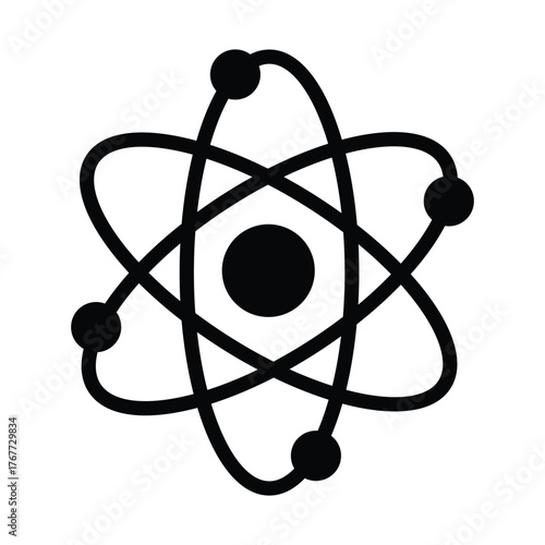Modern atom icon and science symbol representing physics chemistry research and education new design