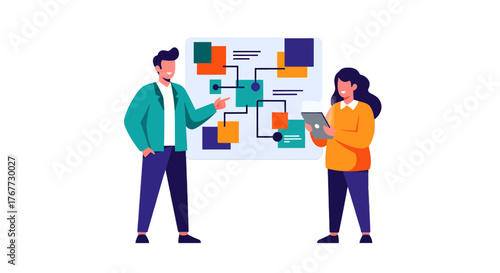 Business Colleagues Collaborating On A Strategic Plan Presentation With Modern Design