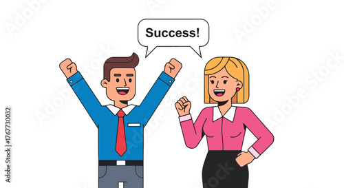 Business Colleagues Celebrate Triumph Realizing Victory With Enthusiastic Acknowledgement