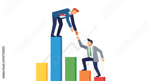 Business Colleagues Collaborating to Achieve Success and Drive Upward Growth on the Market