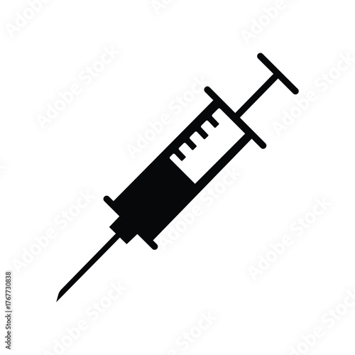Simple syringe icon silhouette medical healthcare injection medicine drug vaccination concept graphic element