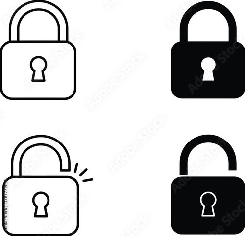 Lock and Security Padlock Icons Set